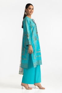 UAE-3 Piece Lawn Gold And Lacquer Printed Suit IUSTKSD-273