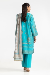 UAE-3 Piece Lawn Gold And Lacquer Printed Suit IUSTKSD-273