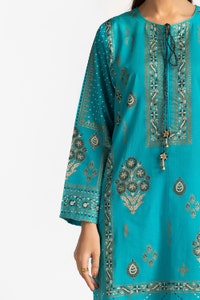 UAE-3 Piece Lawn Gold And Lacquer Printed Suit IUSTKSD-273