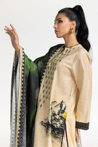 UAE-3 Piece Khaddar Printed With Embroidered Suit IUSTKSD-317
