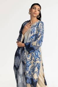 UAE-3 Piece Printed Linen Suit IUSTKSD-329