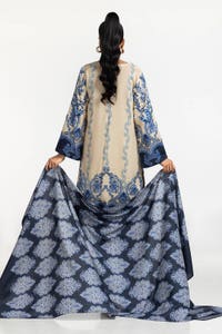 UAE-3 Piece Printed Linen Suit IUSTKSD-329