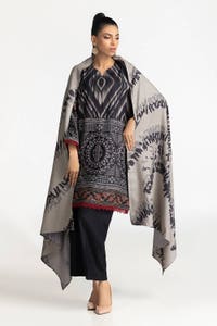 UAE -3 Piece Printed Dhanak Suit IUSTKSD-332