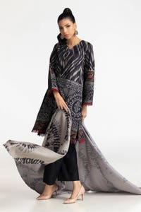 UAE -3 Piece Printed Dhanak Suit IUSTKSD-332