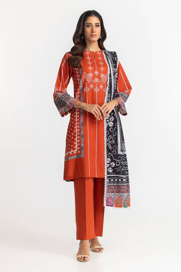 UAE -3 Piece Printed Khaddar Suit IUSTKSD-347