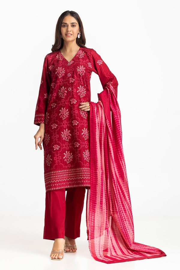 UAE -3 Piece Jacquard Embroidered Suit IUSTKSD-354