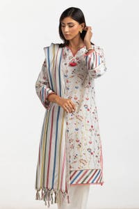 UAE -3 Piece Lawn Printed With Embroidered Suit IUSTKSD-363