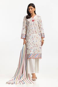 UAE -3 Piece Lawn Printed With Embroidered Suit IUSTKSD-363