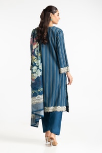 UAE -3 Piece Lawn Printed With Embroidered Suit IUSTKSD-364