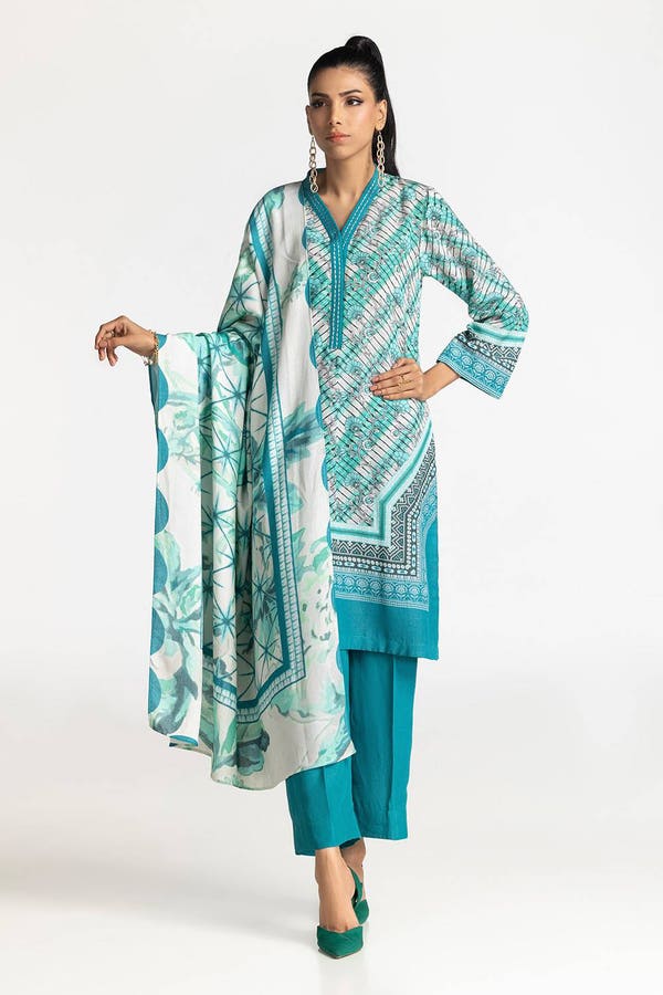 UAE-3 Piece Karandi Printed Suit IUSTKSD-365