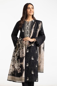 UAE -3 Piece Lawn Printed With Embroidered Suit IUSTKSD-371