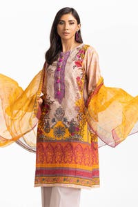 UAE-3 Piece Lawn Embroidered Suit IUSTKSD-372