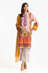 UAE-3 Piece Lawn Embroidered Suit IUSTKSD-372