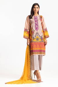 UAE-3 Piece Lawn Embroidered Suit IUSTKSD-372