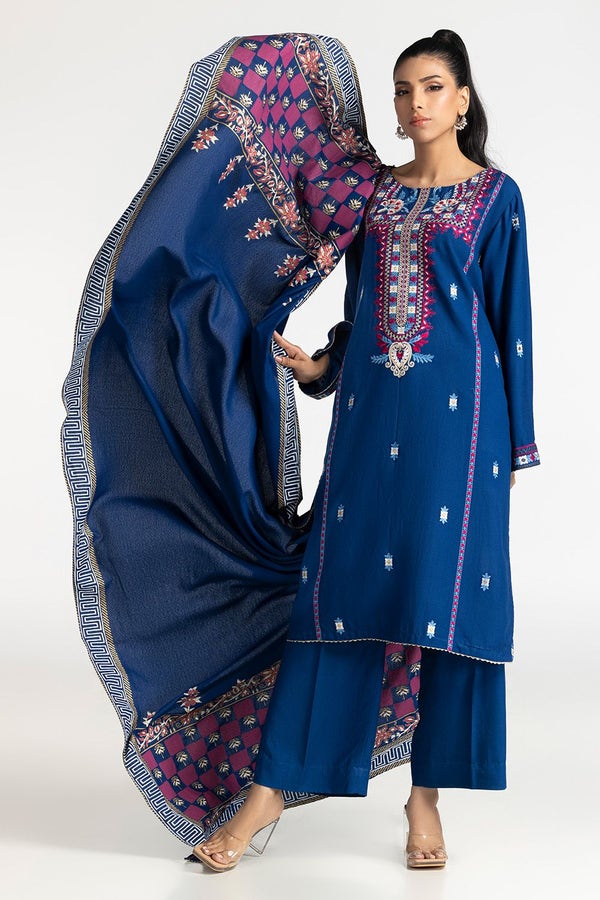 UAE-3 Piece Karandi Embroidered Suit IUSTKSD-441