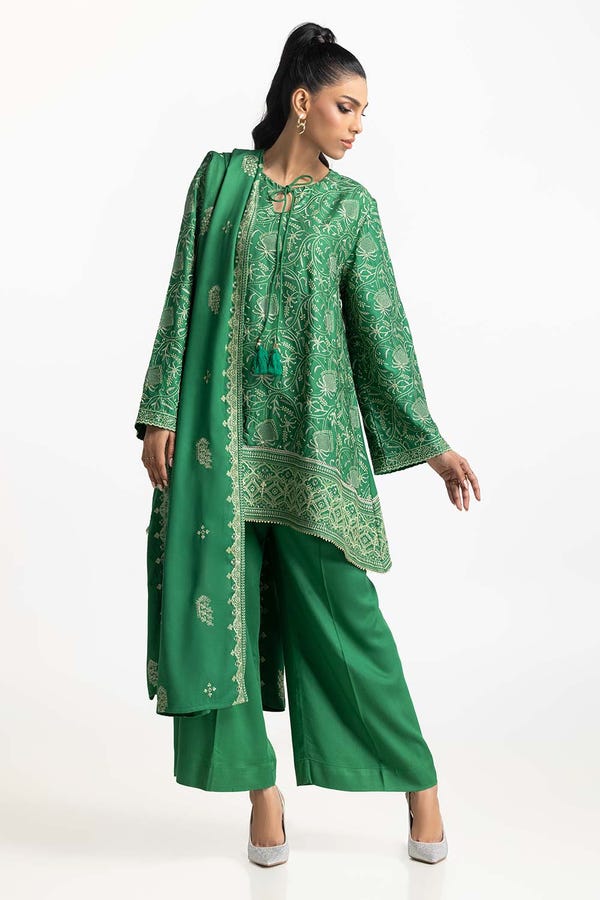 UAE -3 Piece Cotail Embroidered Suit IUSTKSD-449