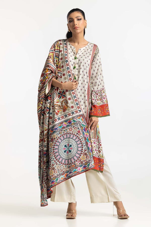 UAE -3 Piece Cotail Printed Suit IUSTKSD-472