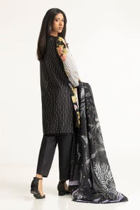 UAE -3PC Diamantes Lawn Print Suit IUSTKSD-84