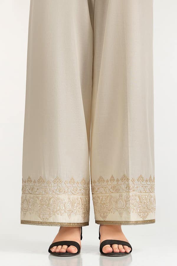 UAE-Beige Lawn Embroidered Trouser IUSTTR-42002