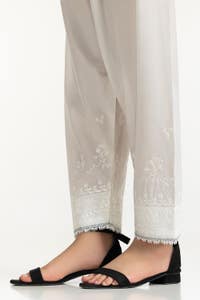 UAE-White Lawn Embroidered Shalwar IUSTTR-42004