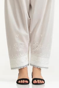 UAE-White Lawn Embroidered Shalwar IUSTTR-42004