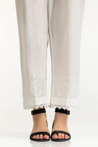 UAE -White Lawn Embroidered Trouser IUSTTR-42007