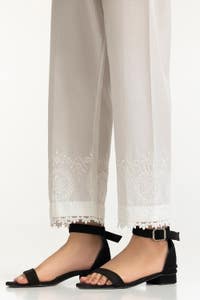 UAE -White Lawn Embroidered Trouser IUSTTR-42007