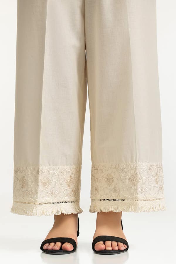 UAE-Beige Lawn Embroidered Trouser IUSTTR-42008