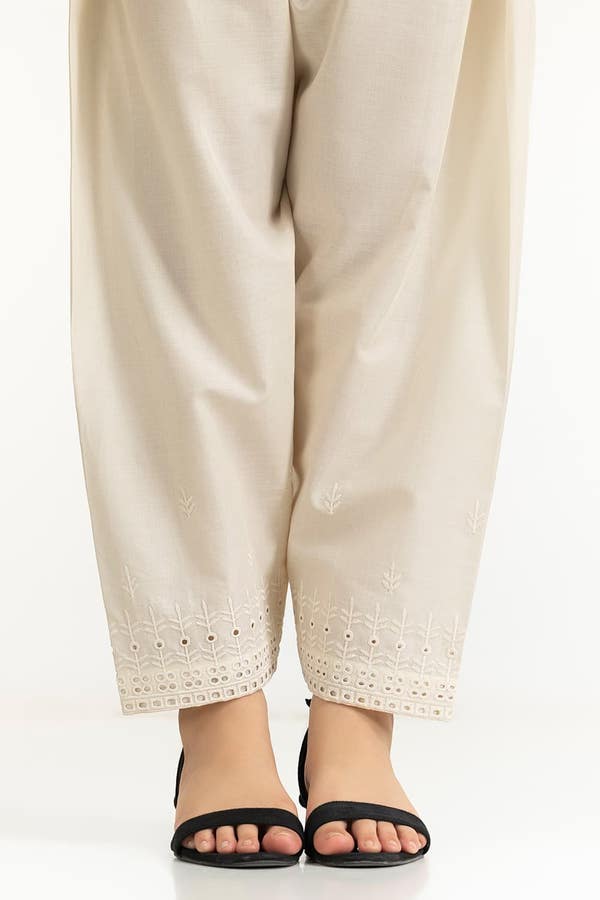 UAE -Beige Lawn Embroidered Shalwar IUSTTR-42011