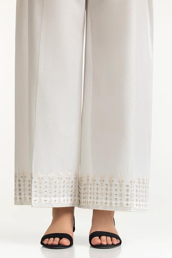 UAE -White Lawn Embellished Trouser IUSTTR-42014