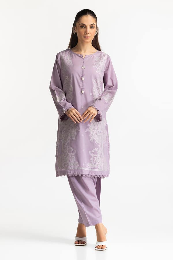 UAE -Jacquard Embellished Shirt And Dyed Shalwar IUSTTS-139