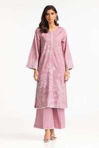 UAE-Lawn Embroidered Shirt With Bell Bottom Dyed Trouser IUSTTS-300