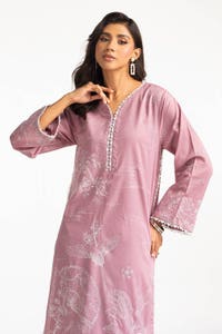 UAE -Lawn Embroidered Shirt With Bell Bottom Dyed Trouser IUSTTS-300