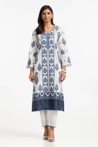 UAE -Lawn Embroidered Shirt With Dyed Embellished Trouser IUSTTS-301