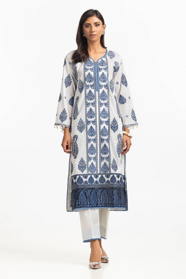UAE -Lawn Embroidered Shirt With Dyed Embellished Trouser IUSTTS-301