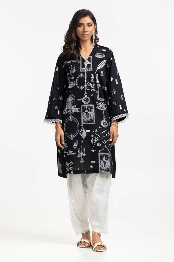 UAE -Lawn Embroidered Shirt And Lacquer Printed Lawn Trouser IUSTTS-322