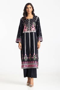 UAE-Lawn Embroidered Shirt With Bell Bottom Dyed Trouser IUSTTS-421