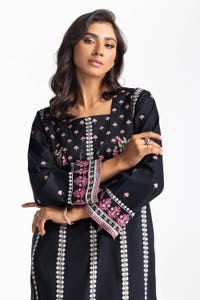UAE-Lawn Embroidered Shirt With Bell Bottom Dyed Trouser IUSTTS-421