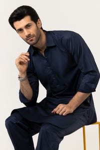 UAE -Navy Unstitched Fabric With Gift Box X-Series - Exclusive Collection Opal 