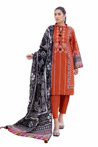 UAE -3 Piece Unstitched Printed Light Khaddar Suit K-42008 L