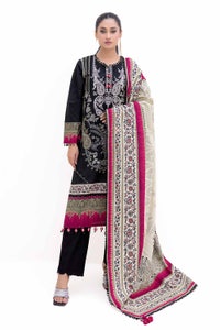 UAE -3 Piece Unstitched Embroidered Printed Light Khaddar Suit with Printed Khaddar Dupatta K-42012 L