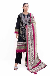 UAE -3 Piece Unstitched Embroidered Printed Light Khaddar Suit with Printed Khaddar Dupatta K-42012 L