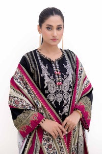 UAE -3 Piece Unstitched Embroidered Printed Light Khaddar Suit with Printed Khaddar Dupatta K-42012 L