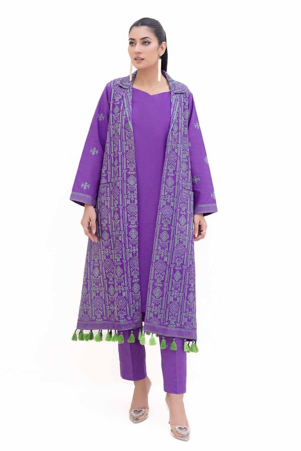 UAE -3 Piece Unstitched Embroidered Light Khaddar Suit with Embroidered Khaddar Dupatta K-42017 L