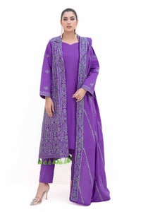 UAE -3 Piece Unstitched Embroidered Light Khaddar Suit with Embroidered Khaddar Dupatta K-42017 L