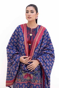 UAE -3 Piece Unstitched Embroidered Printed Light Khaddar Suit with Printed Khaddar Dupatta K-42018 L