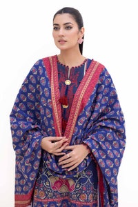 UAE -3 Piece Unstitched Embroidered Printed Light Khaddar Suit with Printed Khaddar Dupatta K-42018 L