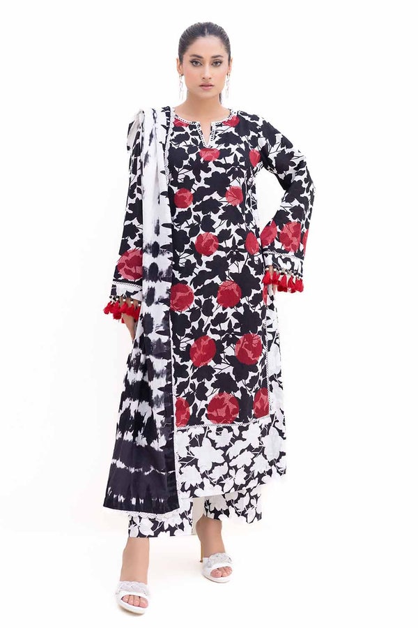UAE -3 Piece Unstitched Embroidered Printed Light Khaddar Suit with Printed Khaddar Dupatta K-42019 L