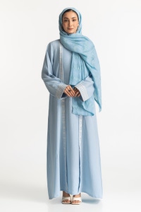 UAE -Georgette Embroidered Abaya With Dyed Ployester Blended Scarf KAB-22113-A