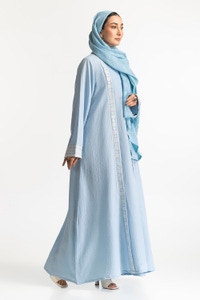 UAE -Georgette Embroidered Abaya With Dyed Ployester Blended Scarf KAB-22113-A